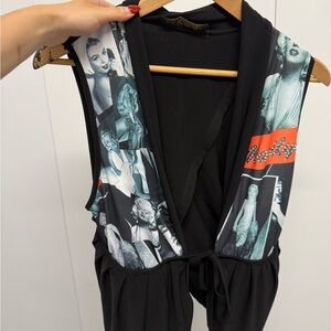 Zizzi Black Top with Graphic Print